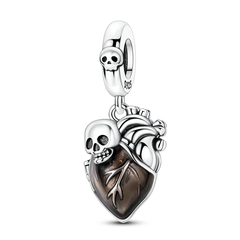 925 Sterling Silber Halloween Charm-Perlen Kürbis Totenkopf Hexe Geist Schwarze Katze Anhänger Passend für Halsketten Armbänder Damen Schmuck Geschenk – Detail 19