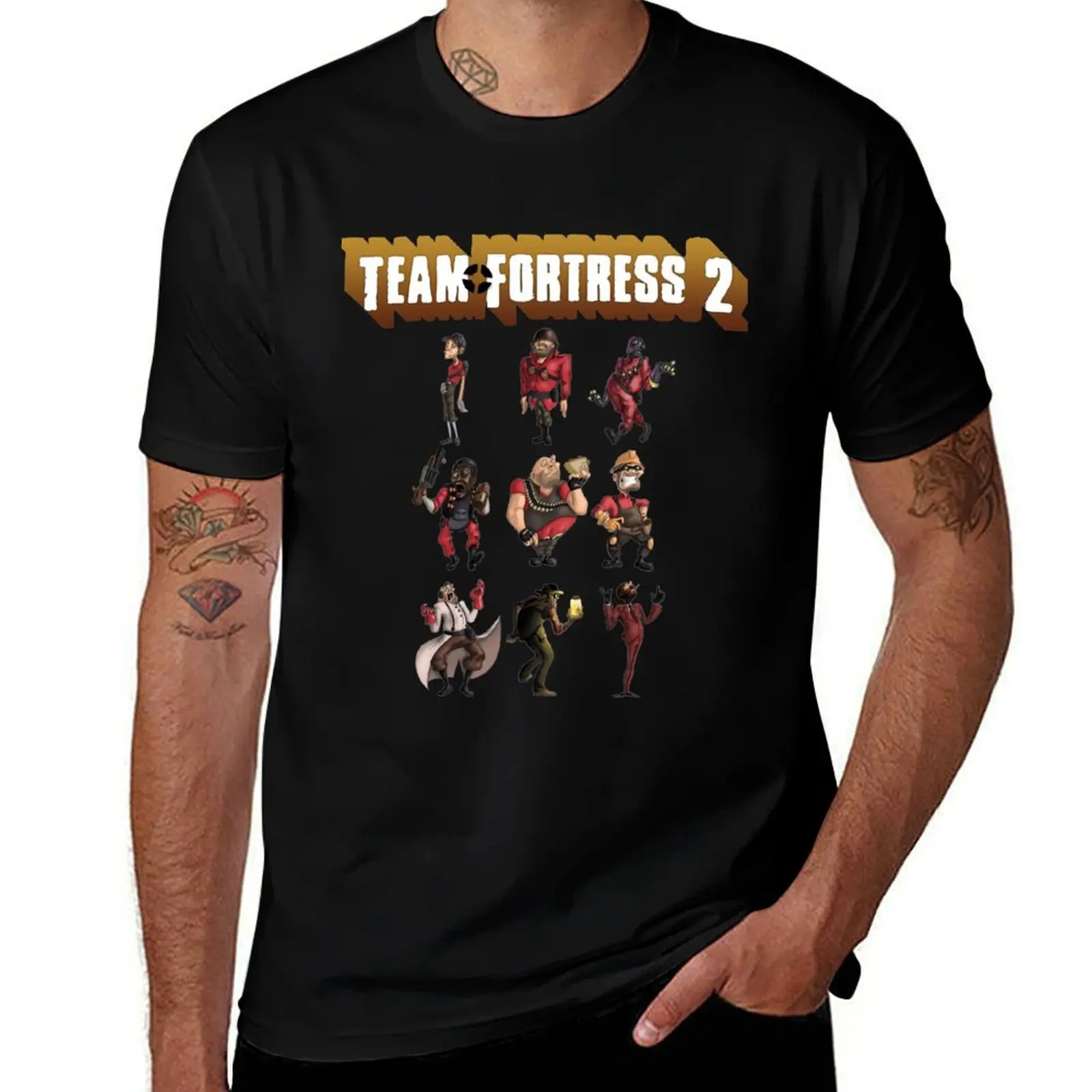 

Team Fortress 2 - All Characters / Classes with TF2 Logo T-Shirt Minimalist Plain Crew Neck T-Shirt