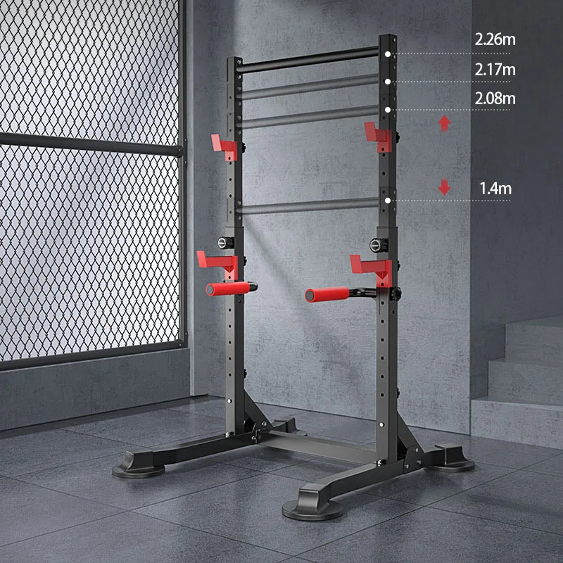 رف قرفصاء قابل للتعديل مع بار قابل للسحب لصالة الألعاب الرياضية المنزلية ، شريط أفقي لممارسة السلطة
