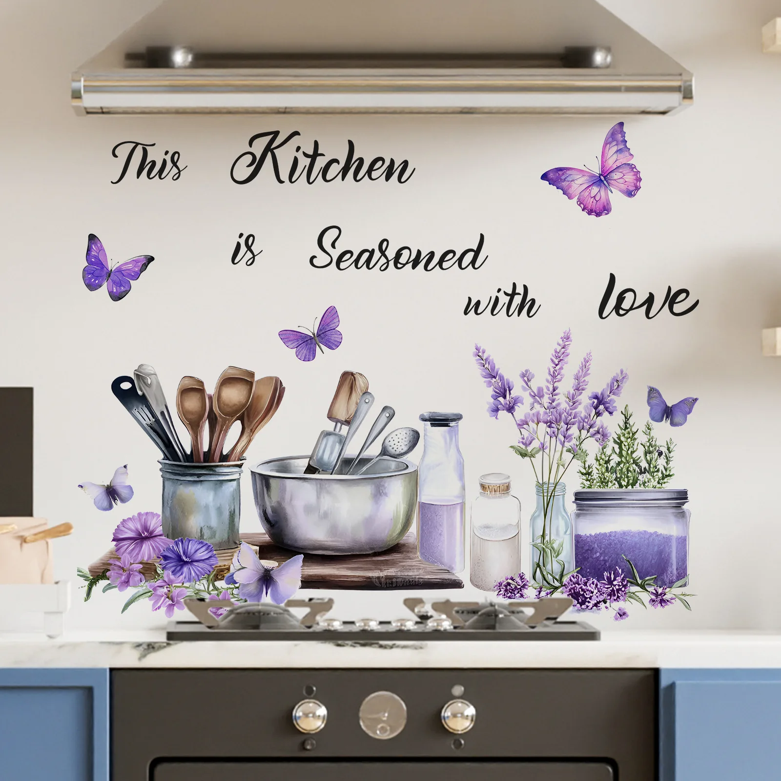 Commercial Kitchen Wall Panels - 1 ピースクリエイティブキッチン用品パターン自己粘着ウォールステッカー PVC 防水ホームデコレーションアートキッチンダイニングルーム用