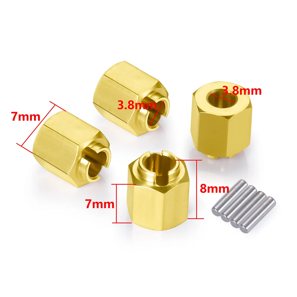 TRINOOD 4PCS 6mm 7mm Brass Wheel Hex Hub Extenders Adapters 4/5mm for TRX4-M 1/18 RC Crawler Car Upgrade Part