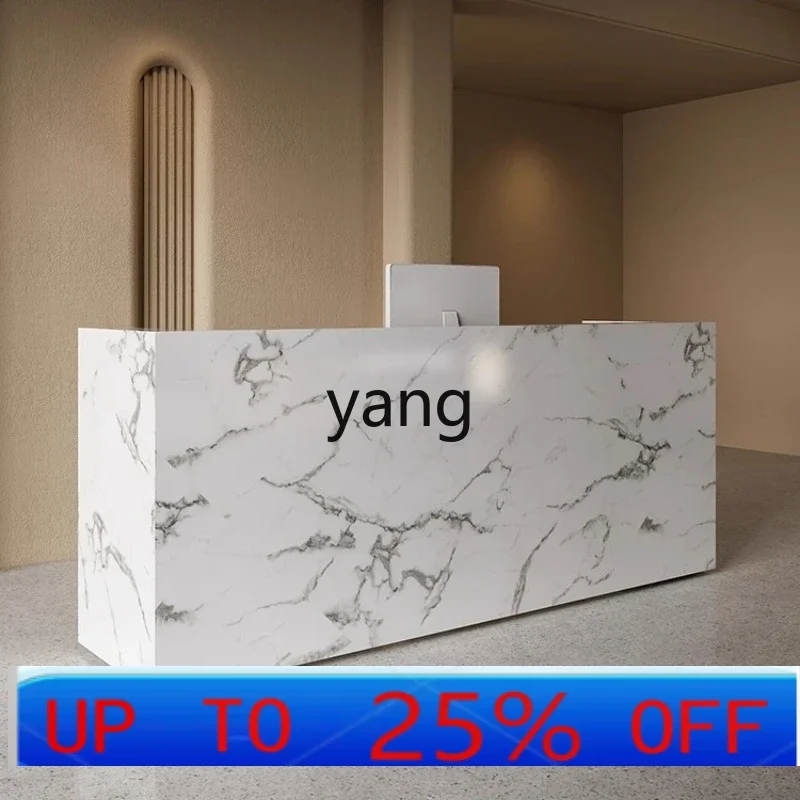 lmm Modern Minimalist Stone Pattern Reception Desk for LH Company Office and Clothing Store Cashier Counter