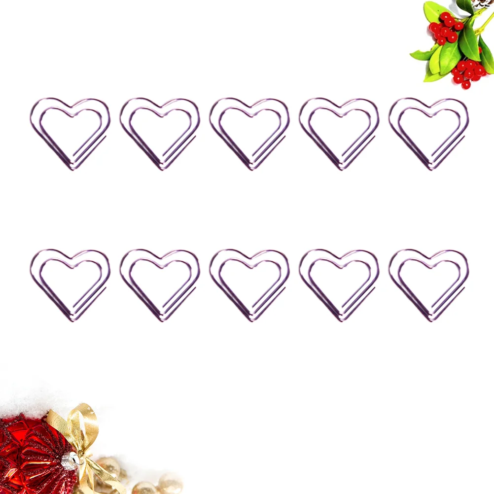 20PCS Creative Metal Paper Clip Heart Shape Paper Pin Simple Note Clips Portable Office Clamp ( )