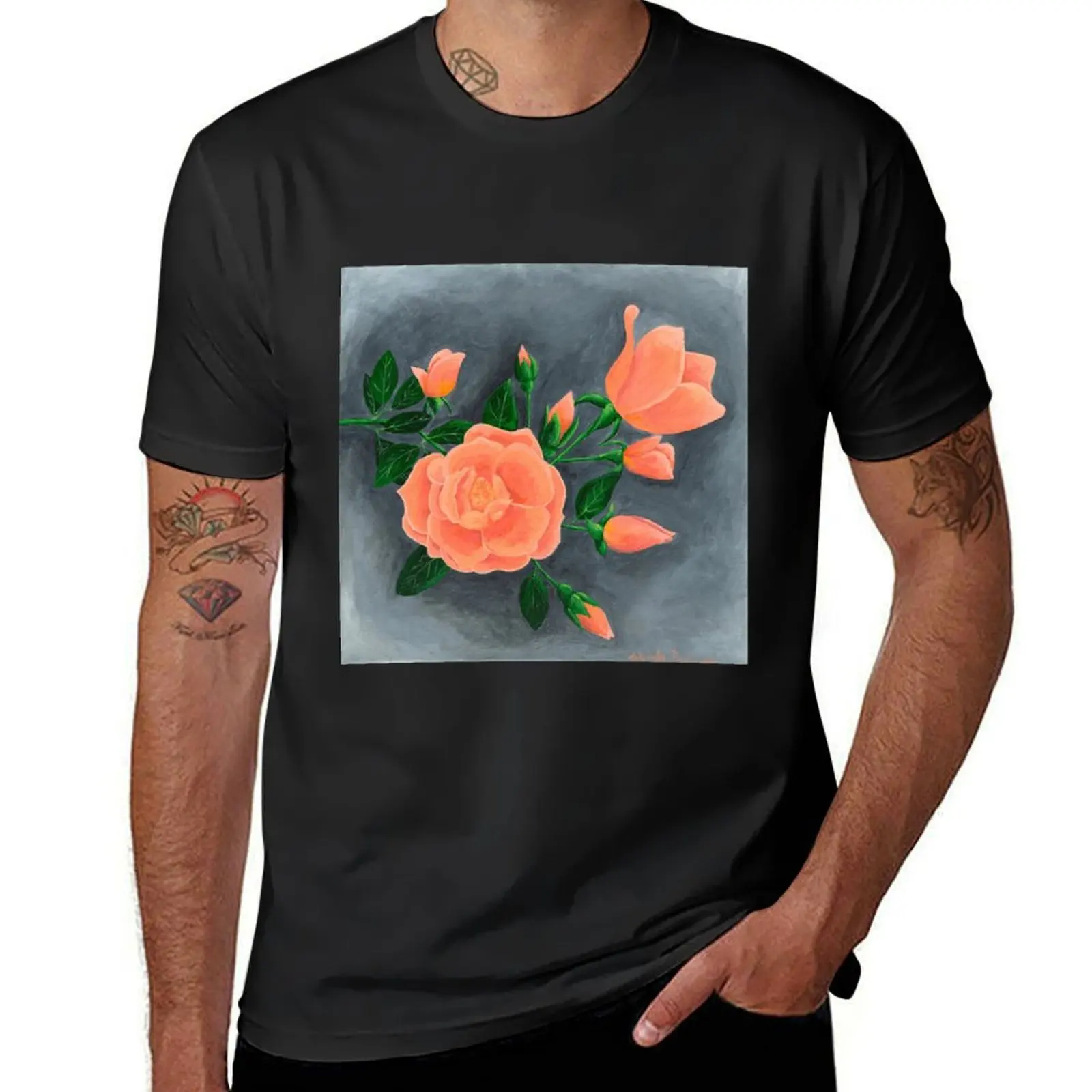 Orange Roses T-Shirt sports fans quick-drying sweat plus sizes heavyweight t shirts for men