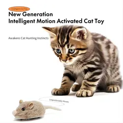 NIEUW Oplaadbaar Motion Mouse-kattenspeeltje voor kitten, staart schudden en realistisch muisgeluid, motiverend door een lichte vleugje van katten spelen