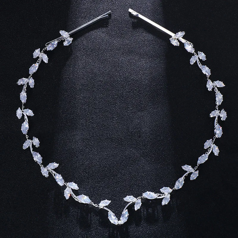 

Floralbride Ins Style Alloy Crystals Rhinestones Cubic Zircon Bridal Tiara Headband CZ Wedding Headpieces Women Hair Jewelry