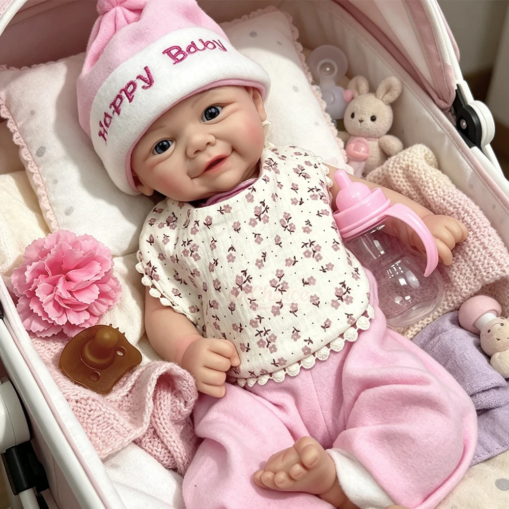 Adorable 17Inch Handmade Silicone Reborn Doll Anatomically Correct Realistic Blue Eyes Washable Newborn Doll for Artist Gift
