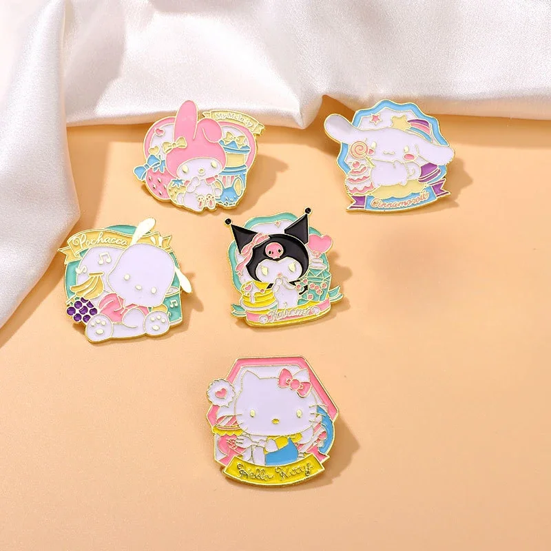 1 set Cartoon Sanrio Kuromi HelloKitty Brooch Enamel Lapel Badge Pins Backpack Jacket Collar Bag Accessories Metal Jewelry Gifts