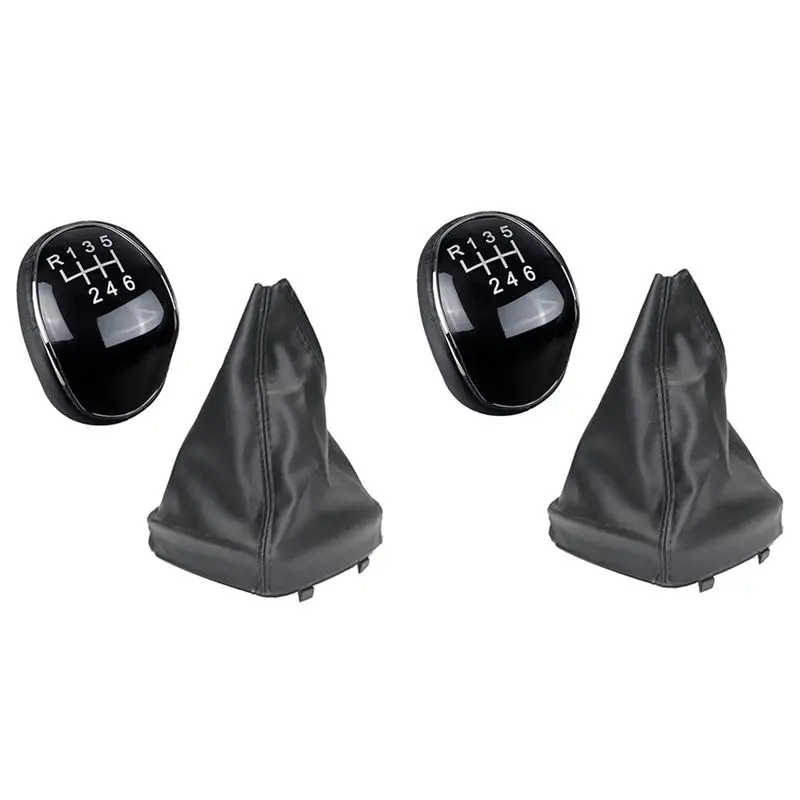 Leading-2X 6 Speed Leather Gear Shift Knob Shift Lever Gaitor Boot Cover For Ford Mondeo Mk4 (2007-2014)