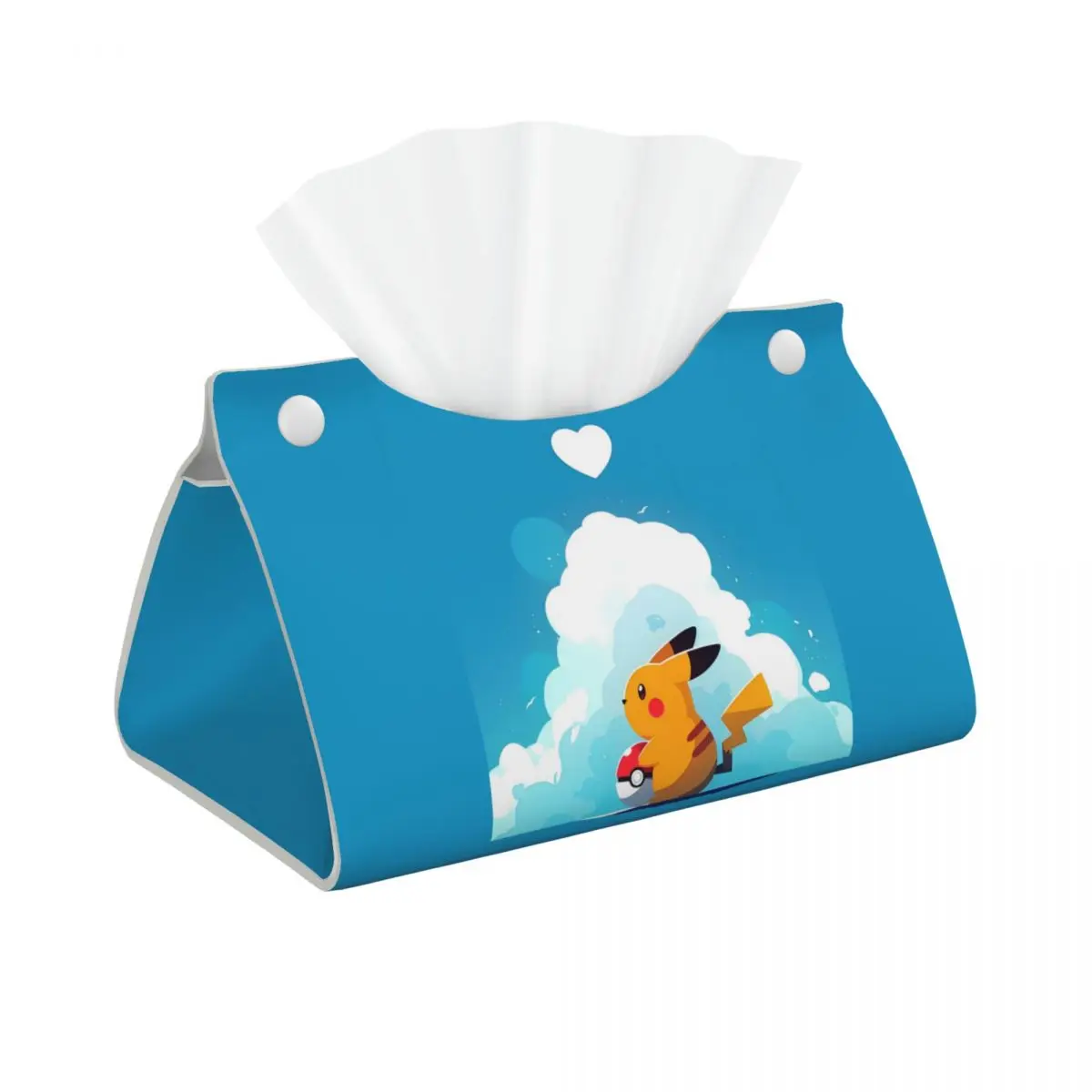 Custom Bikachus Tissue Box Holder Rectangular Series Video Games PU Leather Facial Tissue Box Cover for Car Bathroom