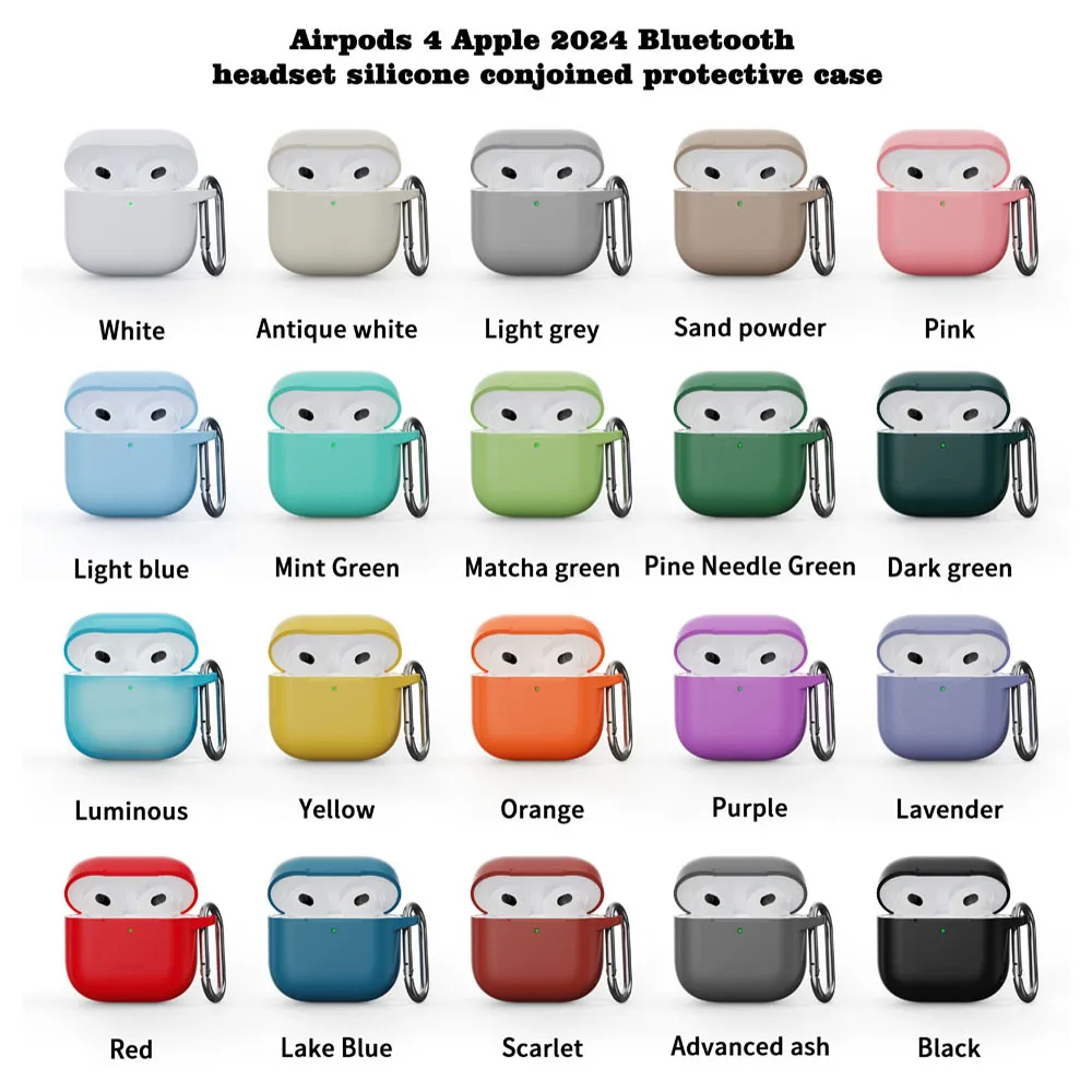 Liquid Silicone Case For Apple AirPods 4 New 4th Gen 2024 Earphone Protective Case for Airpods 1 2 3 Pro 2 Cover with Keyring