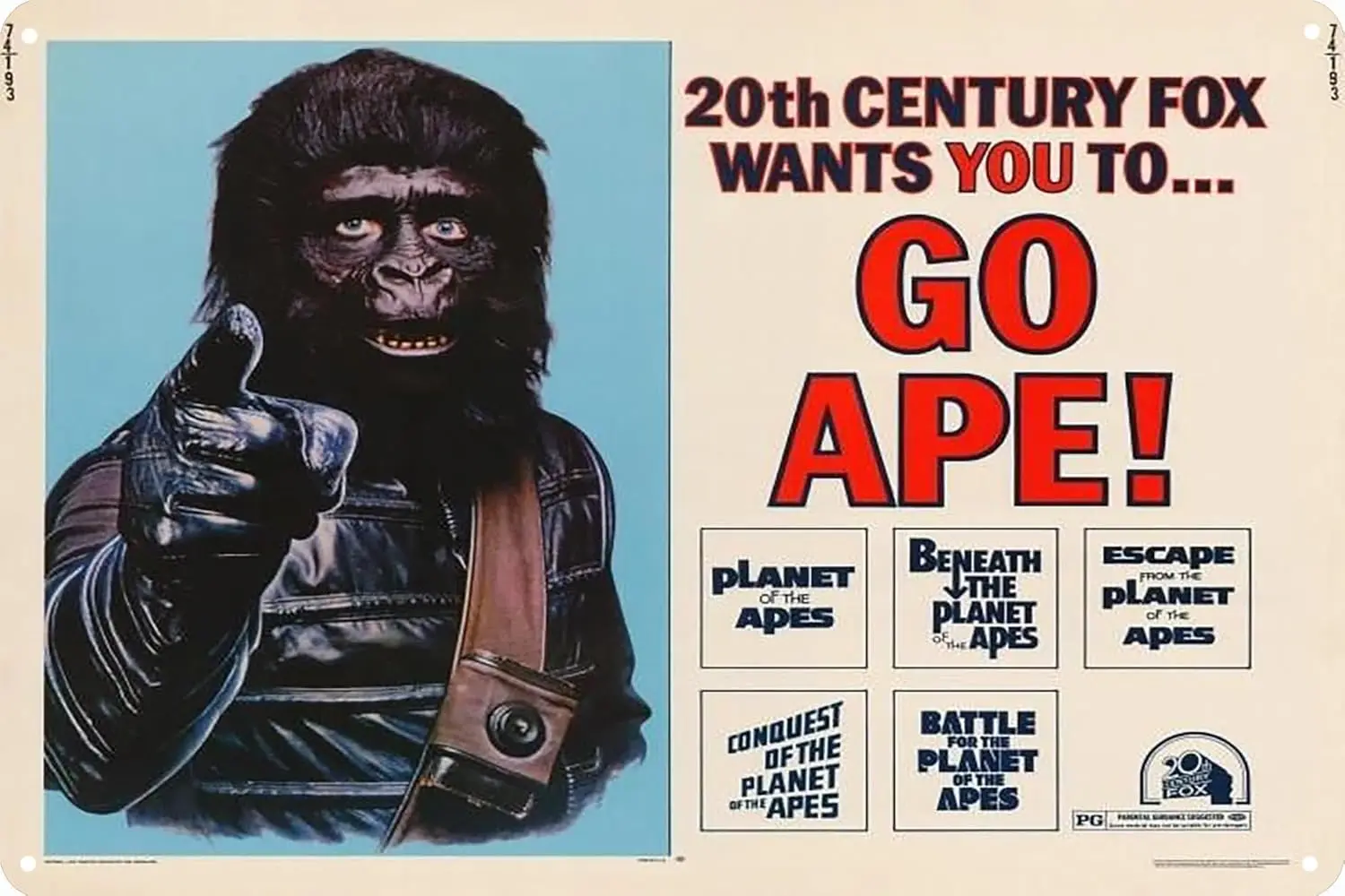 Go Ape - Planet of the Apes Movie (1968) Poster Vintage Metal Tin Sign Wall Decor Home Door Garden Bar Restaurant Cafe Office Sh