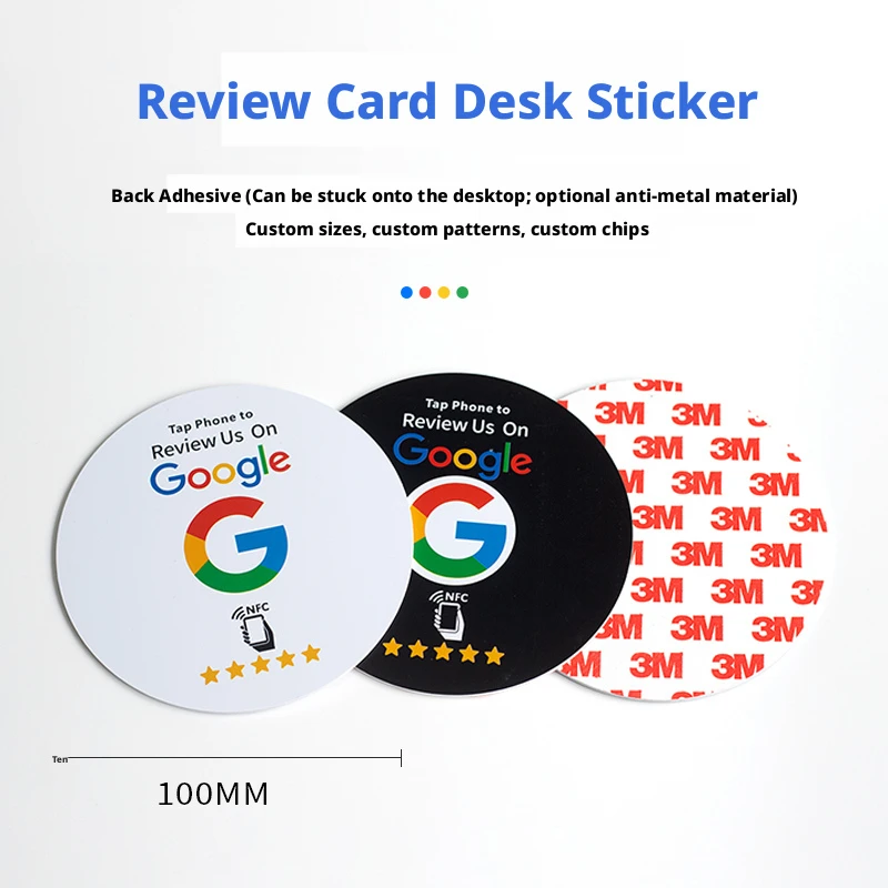 13.56MHz NTAG215 Round Google Review NFC Tap Sticker Self Adhesive Social Media Business Review NFC Tag