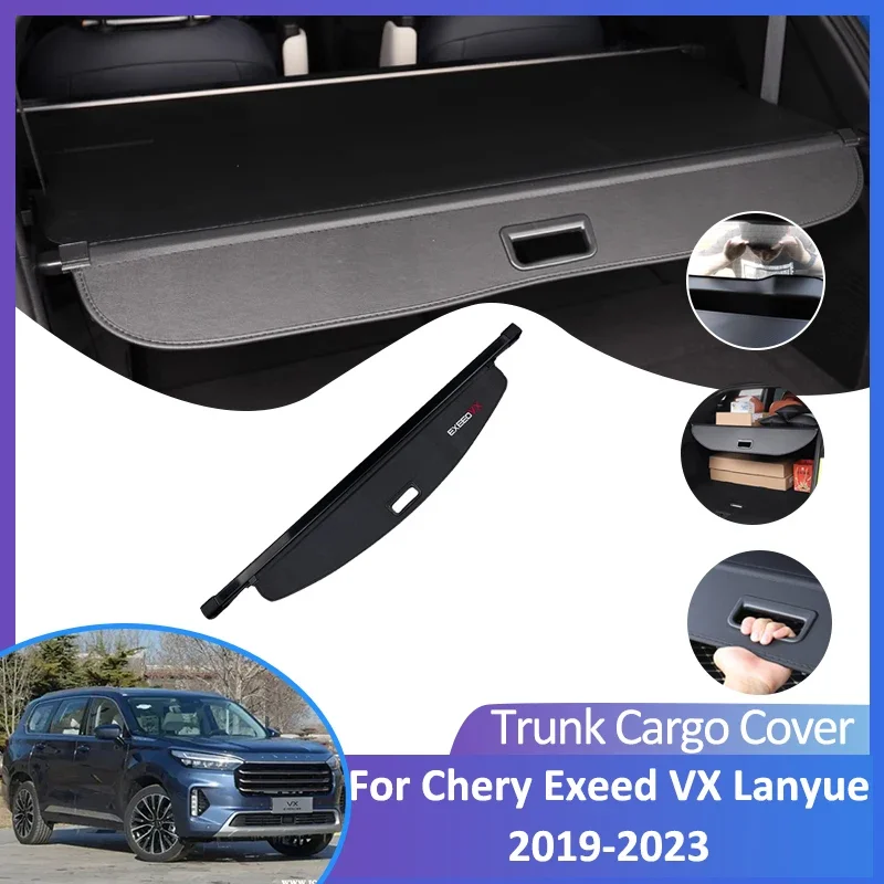 

For Chery Exeed VX Lanyue 2019 2020 2021 2022 2023 Rear Trunk Cargo Cover Retractable Luggage Curtain Accessorie Shield Shade