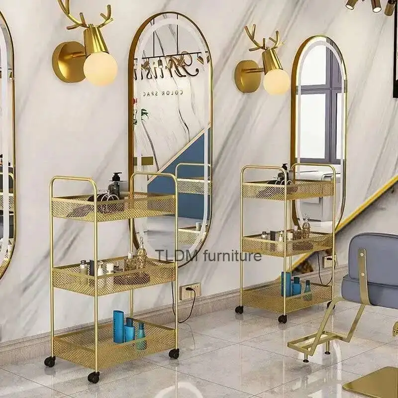 

Minimalist Storage Rack Cart Wheels Trolley Beauty Barbershop Nail Salon Special Tool Cart Snack Storage Rack Kitchen Roll