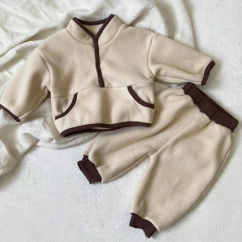 2024 New Autumn Winter Newborn Baby Boys Girls Sports Clothing Set Long Sleeved Pullover Top+Pants 0-3Yrs Children Clothes Suit