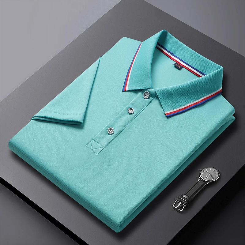 New Summer Men's and Women's Casual Collar T-shirt Breathable Short Sleeved Polo Shirt image 3