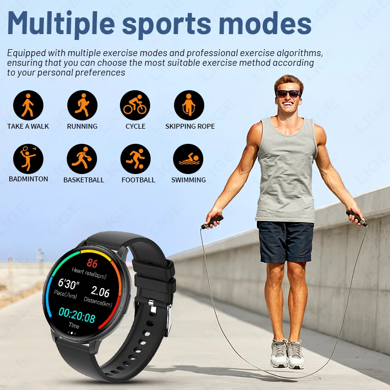 LIGE Bluetooth Call Smart Watch Men Answer Calls Multiple Sports Modes Waterproof Heart Rate Health Smartwatch For Android IOS