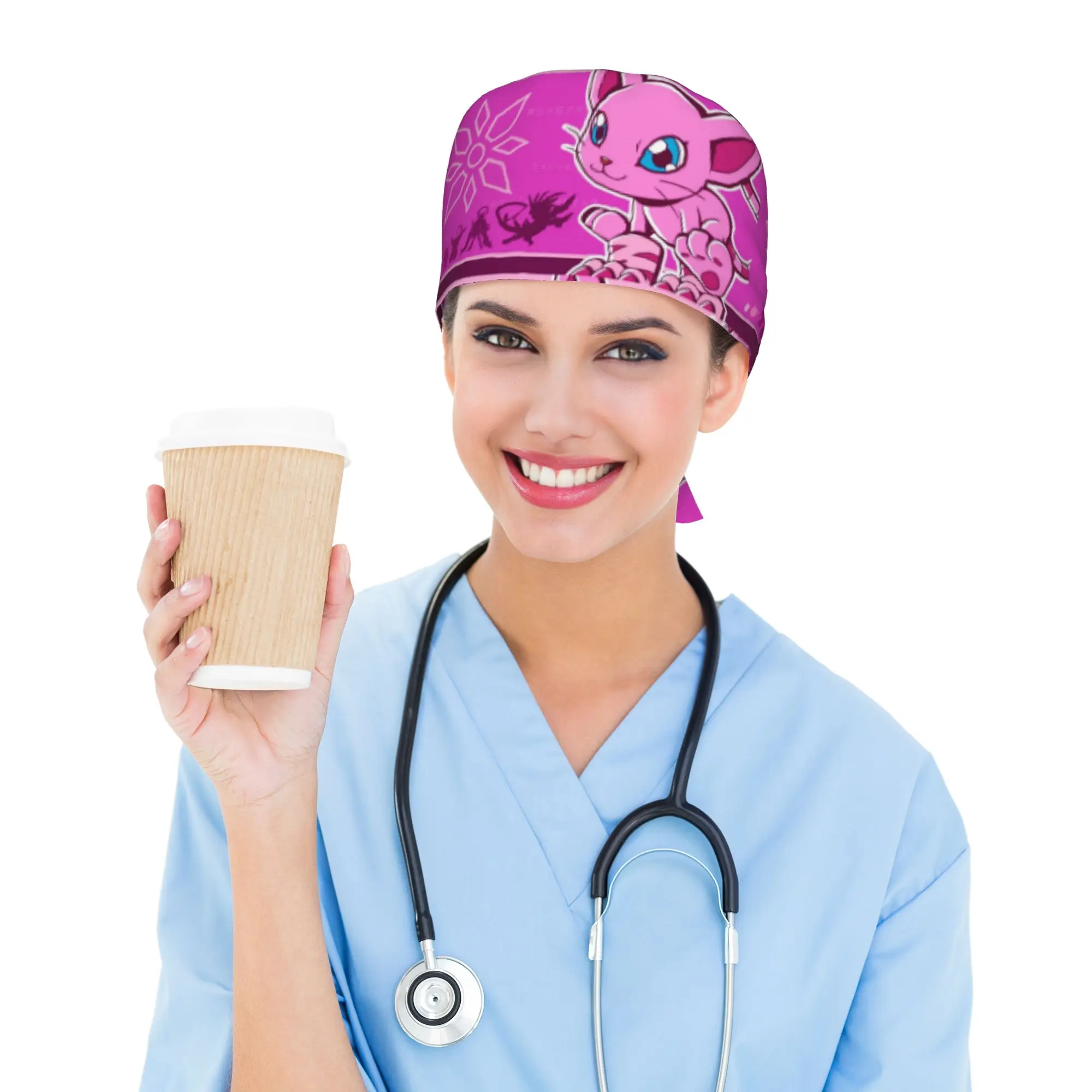 

Custom Digimones Adventure Cleaning Working Cap Comfortable Men Women Scrub Cap Surgicals Hat Nurse Scrubs Hat For Dentist