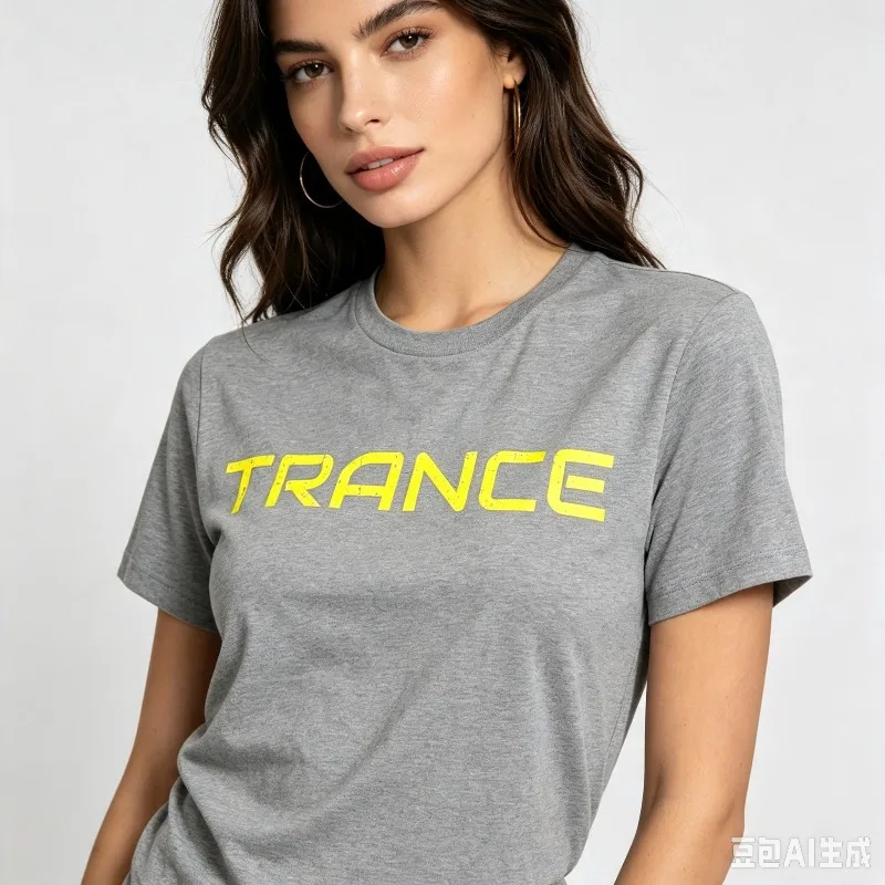TRANCE Vintage Yellow Letter Graphic T-Shirt 100% Cotton EDM Music Print Tee Women Casual Rave Party Festival Daily Tops