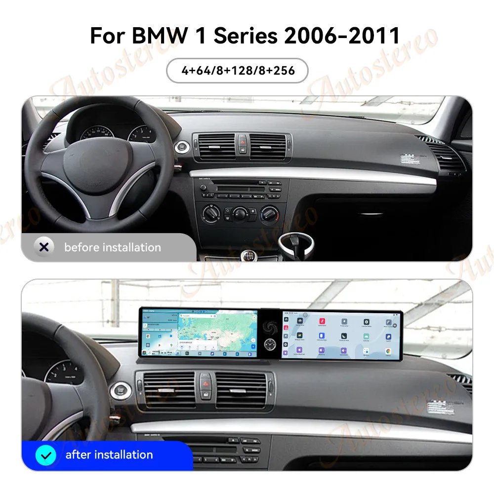 12.3 Dual Screen Carplay Android 14 Car GPS Navigation For BMW X1 Series 2006-2011 NBT HeadUnit Multimedia Player Car Radio