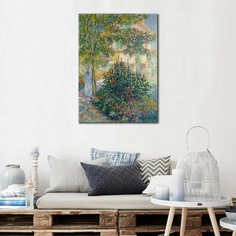 Art Gift Camille Monet in The Garden at The House in Argenteuil Claude Monet Oil Paintings Handmade High Quality