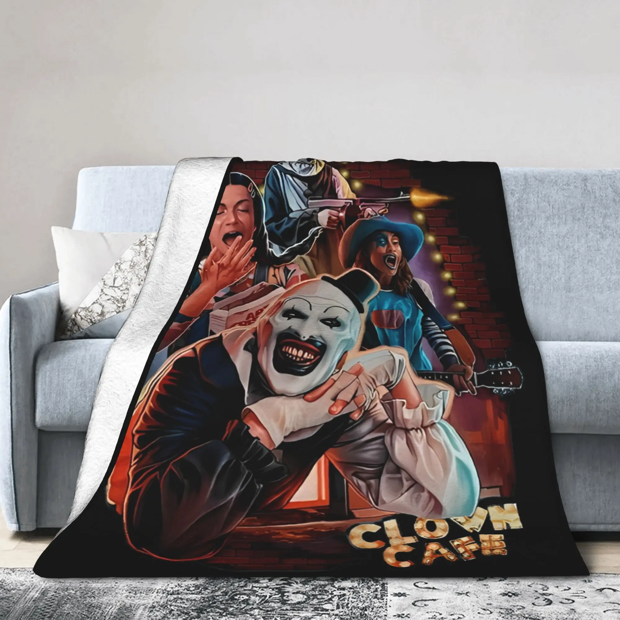 Terrifier Killer Santa Clown Blanket Velvet Halloween  Multifunction Lightweight Throw Blanket for Bed Outdoor Plush Thin Quilt