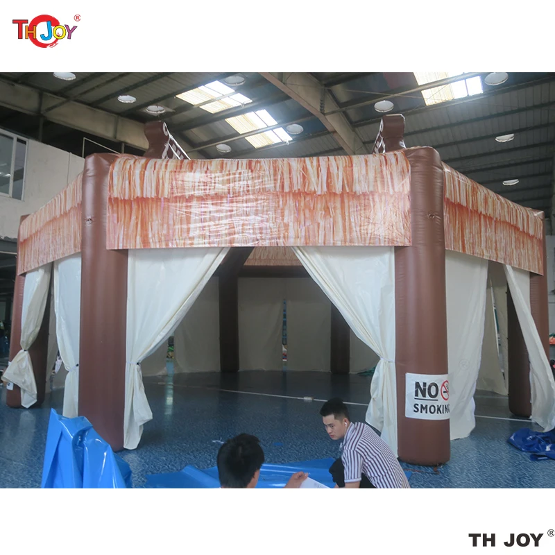 10m Custom Giant inflatable Beach Bar tent inflatable Straw Camping bar for outdoor party