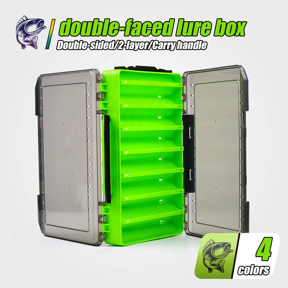 Caja de Accesorios para Pesca, Caja de Almacenamiento de Doble Cara para Señuelos, Anzuelos y Cebos, Organizador de Equipo de Pesca Impermeable