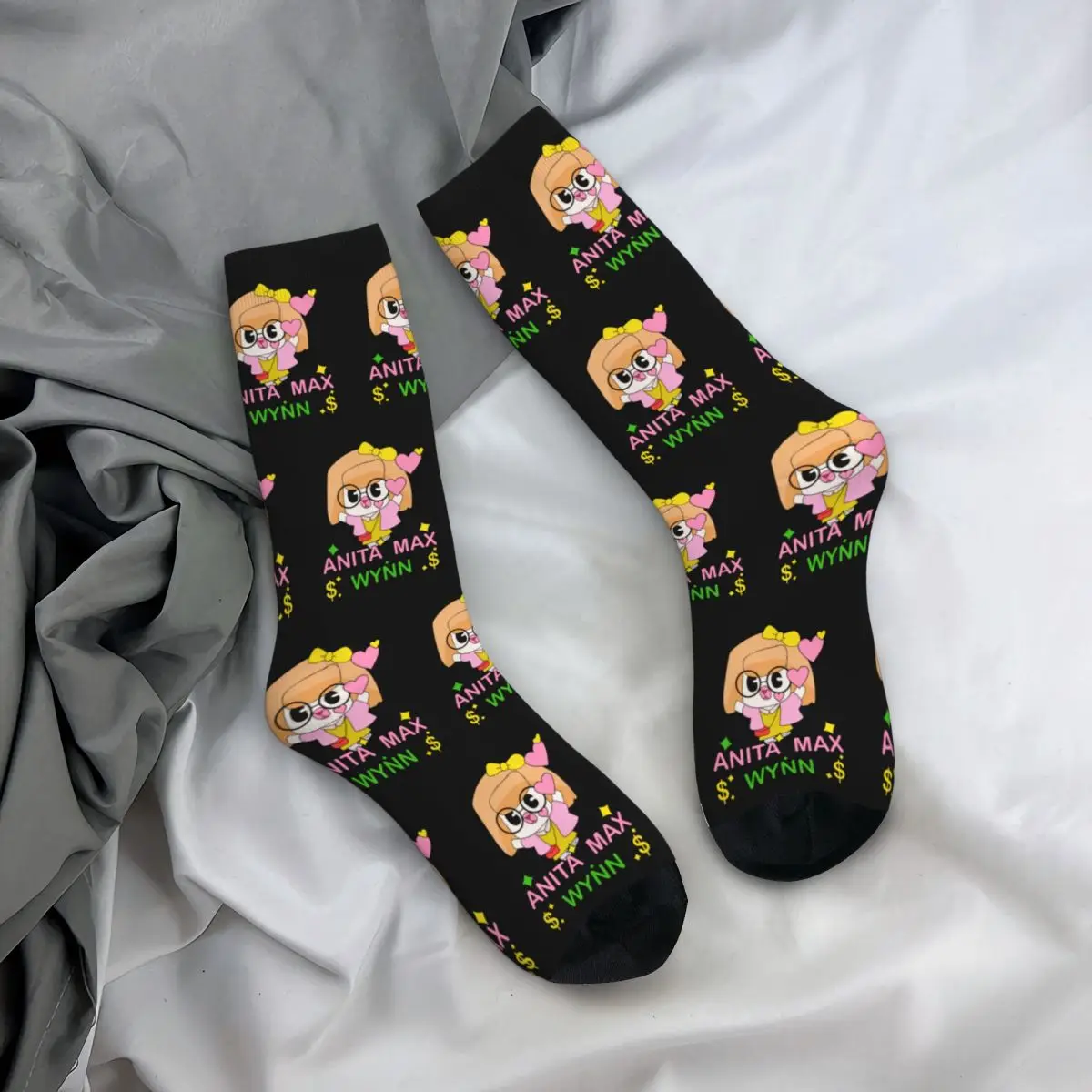 Crazy Design Anita Max Wynn Football Socks Cute Polyester Crew Socks for Women Men Breathable