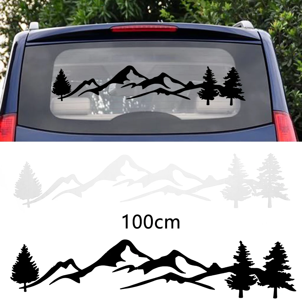 1Pc Tree Mountain Car Decor PET Sticker Waterproof Auto Decal For SUV RV Camper Offroad