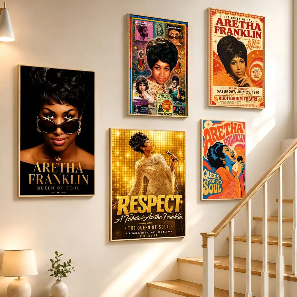 Music Singer Iconic Aretha Franklin Poster High-definition waterproof stickers, suitable for home décor,holiday decorations