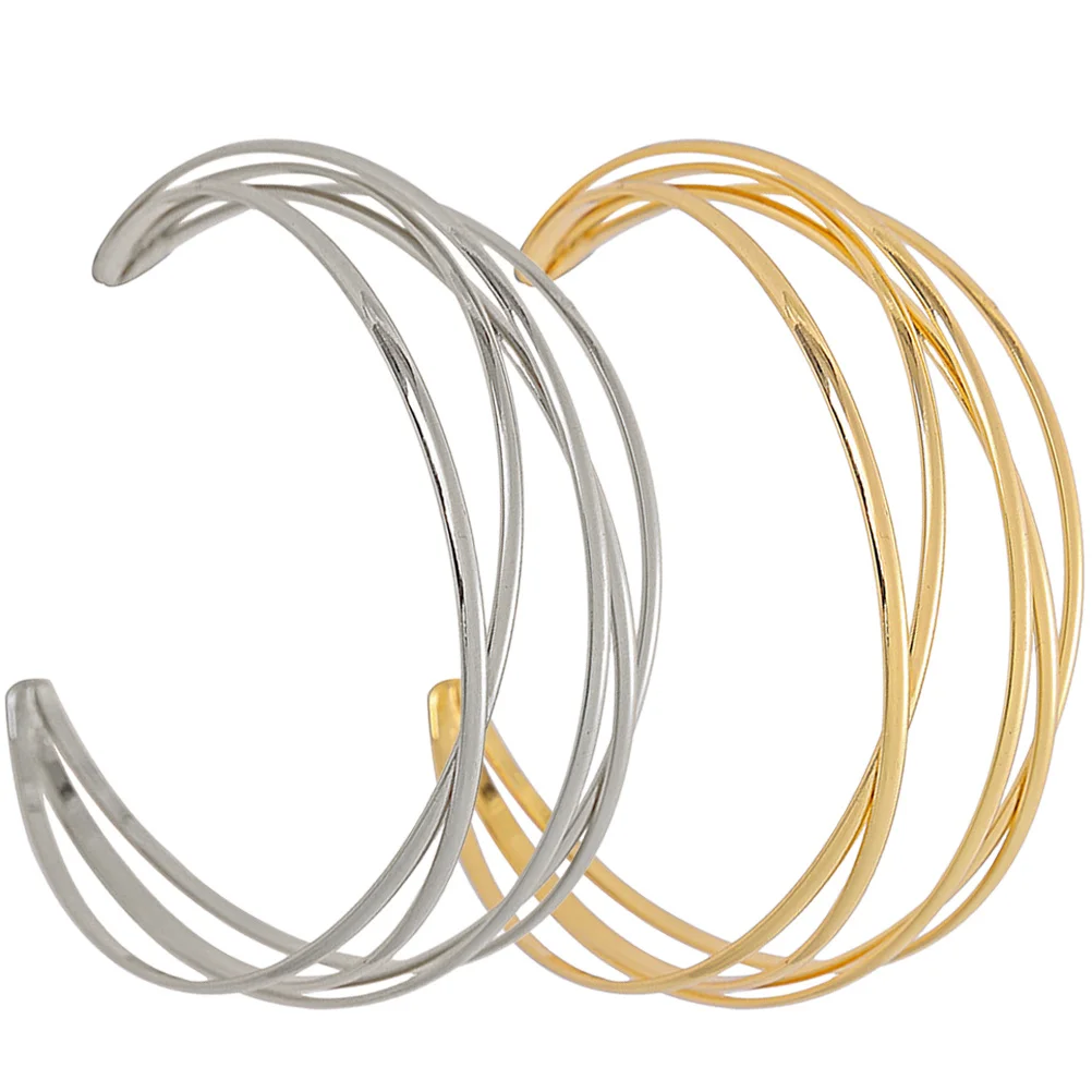 

2pcs Metal Arm Cuff Multilayer Fashion Bangle Elegant Women Bracelet For Wedding Party Gold Wrist Jewelry Alloy Bohemian Style