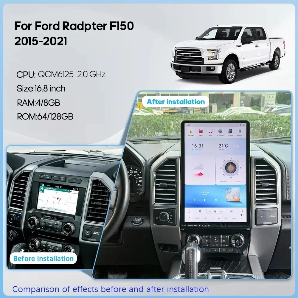 16.8 Inch HD Screen For Ford F150 Expedition 2018-2021 Android AUTO Carplay Car GPS Navigation Multimedia Player radio Stereo