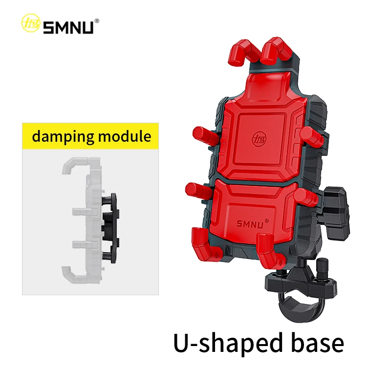 SMNU Motorcycle Mobile Phone Bracket Wireless Charger Aluminum Alloy Base 360 ° Rotation Shockproof Waterproof Bike Phone Holder