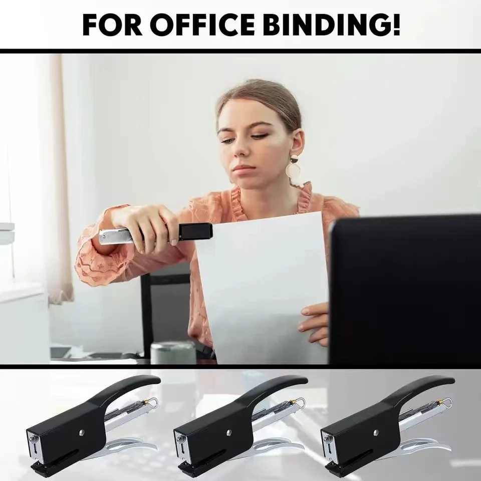 Handheld portable labor-saving stapler, including 1000 binding needles, used for office desk accessories or home office supplies