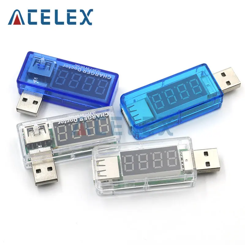 Digital USB Mobile Power charging current voltage Tester Meter Mini USB charger doctor voltmeter ammeter Turn transparent