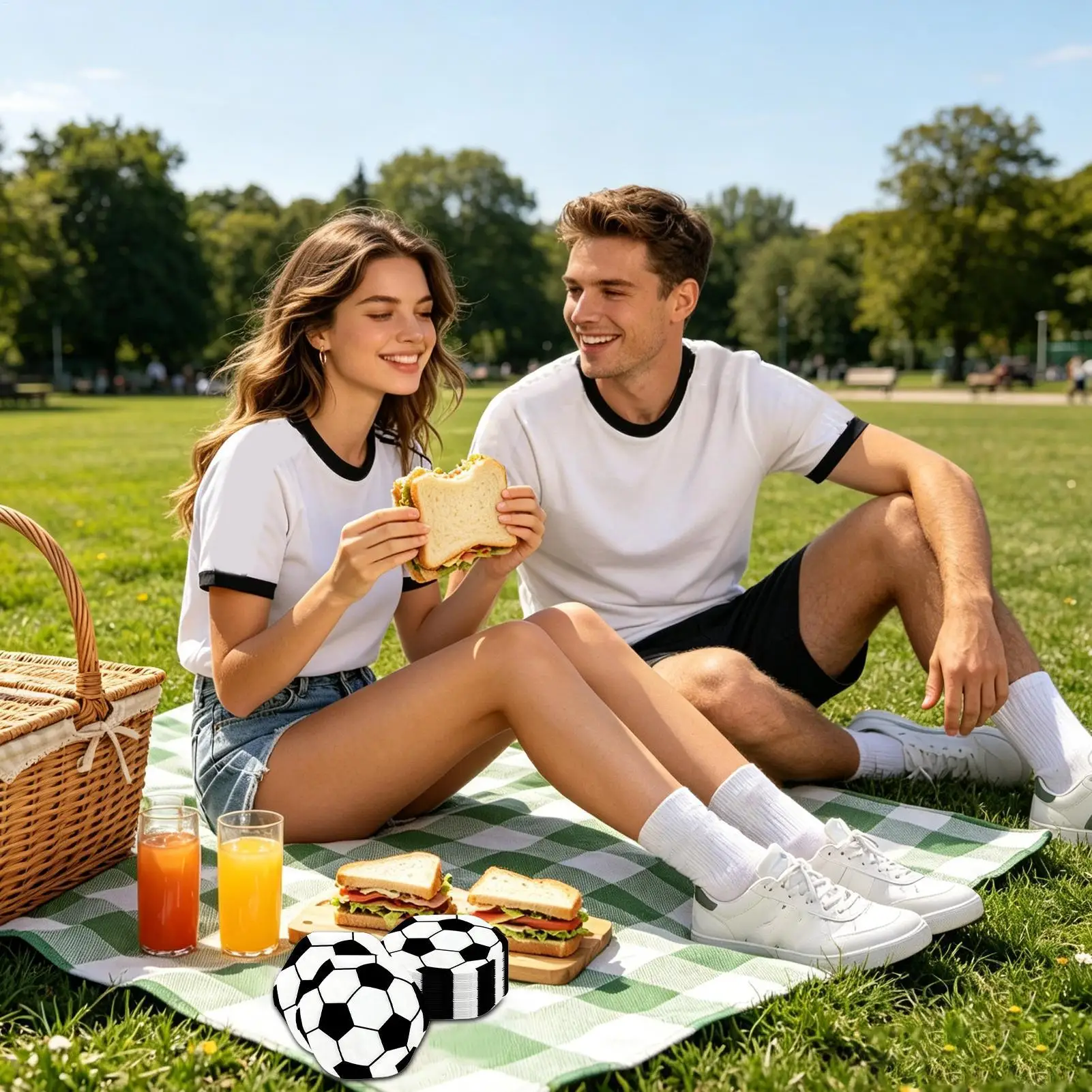 20PCS Football Party Napkins, Soccer Sports Theme Dinner Table Decor, Disposable Napkins For Kids Birthday Celebration Banquet