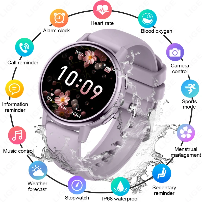 

New Fashion Smart Watch Women Bluetooth Call Blood Oxygen Heart Rate Sport Fitness Tracker Waterproof Smartwatch For Women Gift