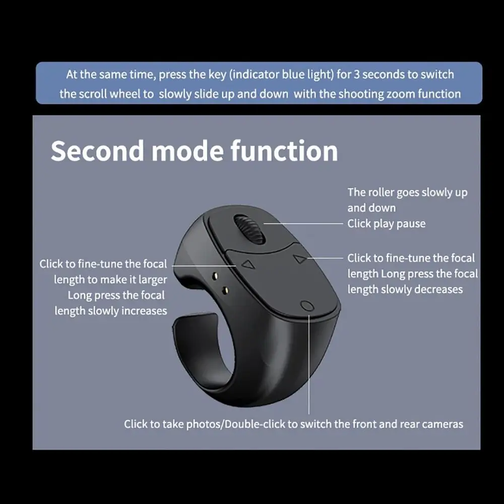 Multi-function Fingertip Ring Remote Click Like Bluetooth Connectivity Selfie Remote Scrolling Function Remote Control