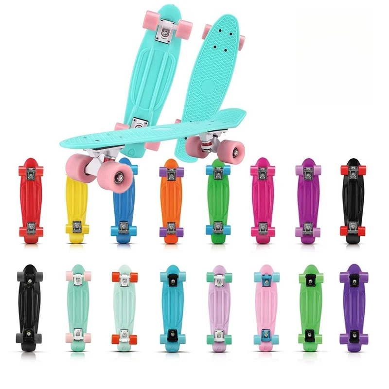22-Inch adolescent children's skateboard single rocker board rubber street brush four-wheel PU wheel