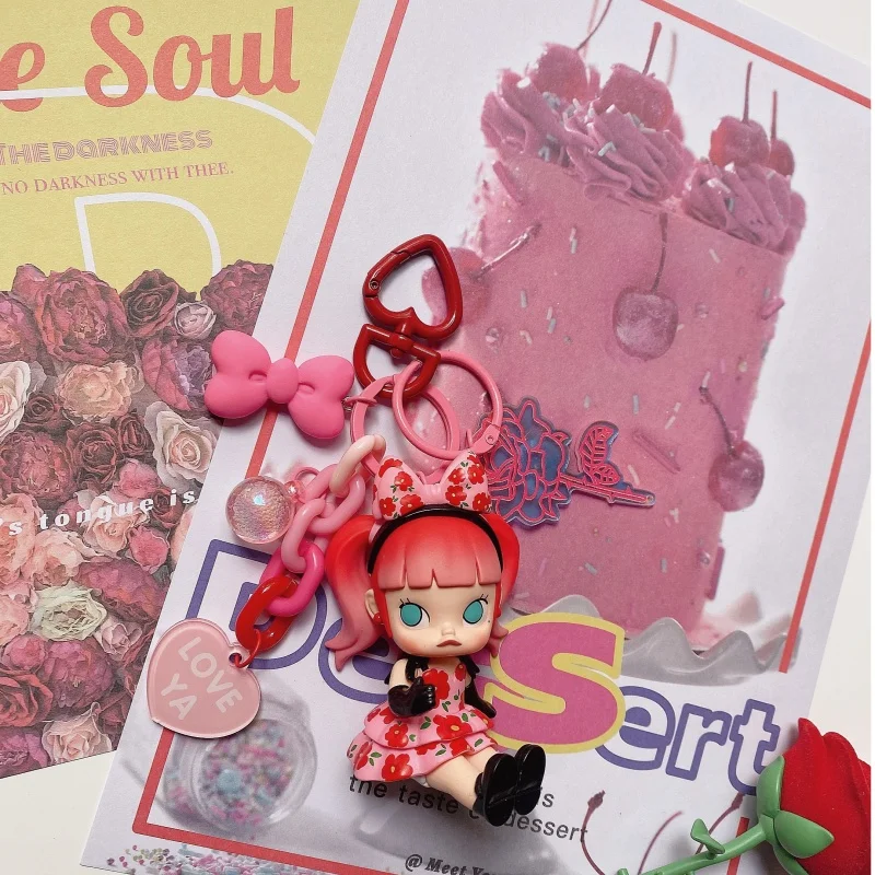 Hot Molly Red Rose Little Devil Cartoon Car Keychain Cute Bag Hanging Pedant Accessories Kawaii Girl Birthday/Xmas Fashion Gifts