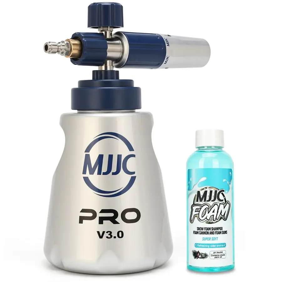 

PRO V3.0 Ultimate Foam Cannon for Pressure Washers Professional Car Wash Accessory Kit with Thick Foam, Stainless Steel, 44 fl o