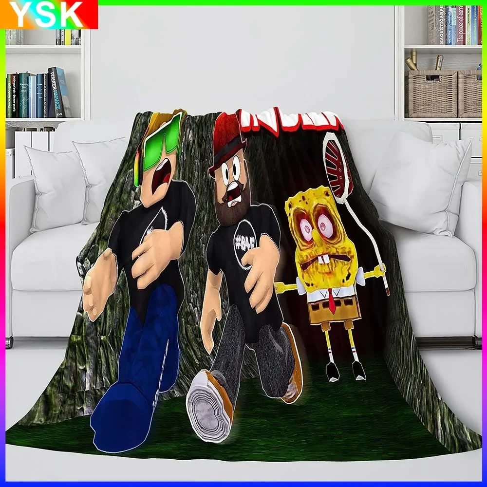 150x220CM Roblox Super Soft Warm Sleeping  Office Blanket Double-sided Flannel Printed Blanket Air Conditioning Blanket