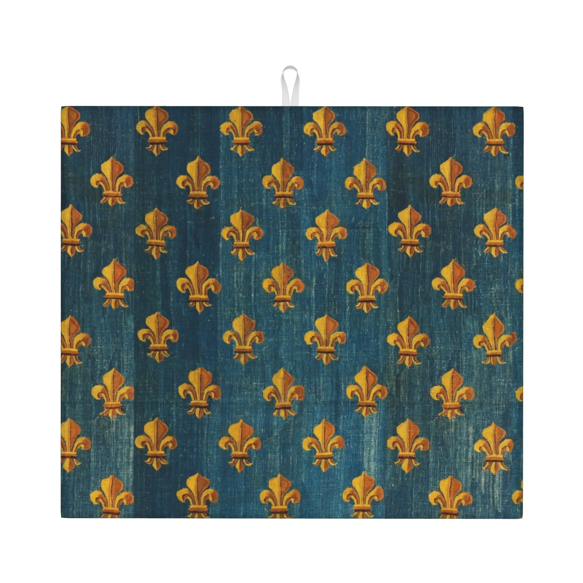Gold Fleur De Lys Non‑Slip Waterproof Absorbent Barware Tableware Oil Proof Reusable Lily Flower Fleur-de-Lis Mat For Kitchen