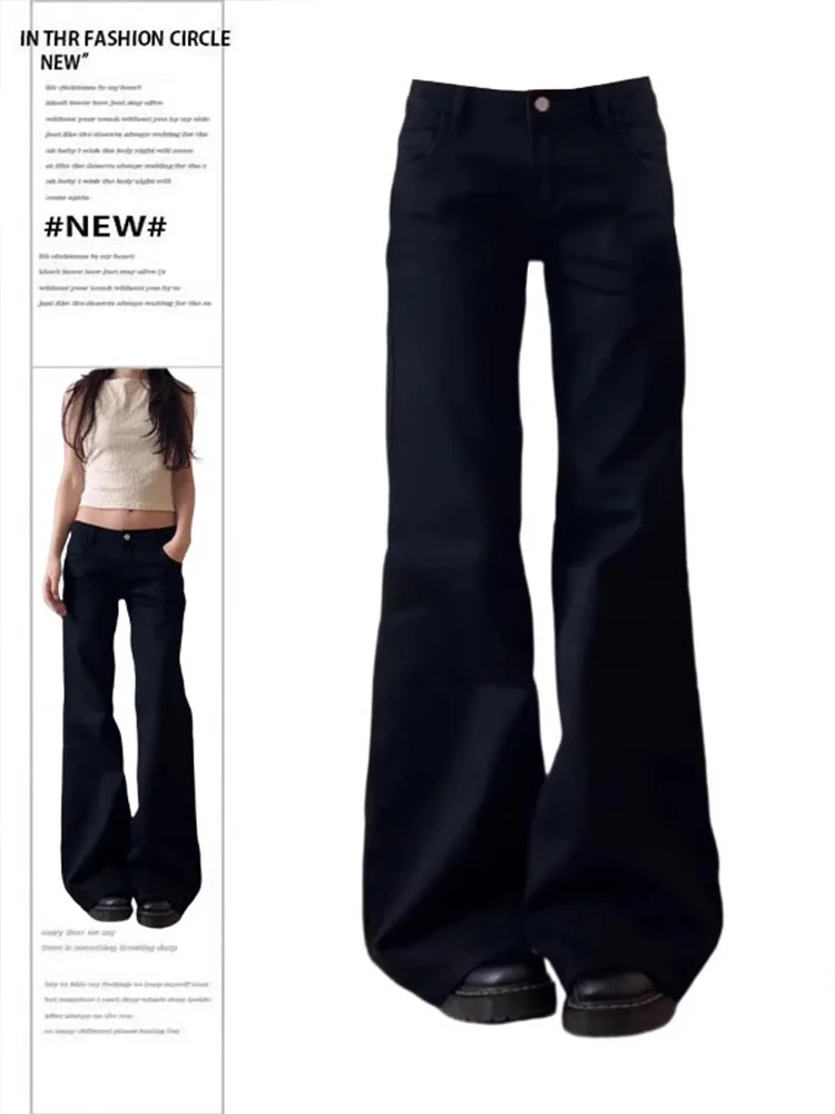 

Джинсы с высокой талией и широкими штанинами, женские джинсы свободного покроя, прямые джинсы, осенний сезон, универсальные хлопковые эластичные джинсы