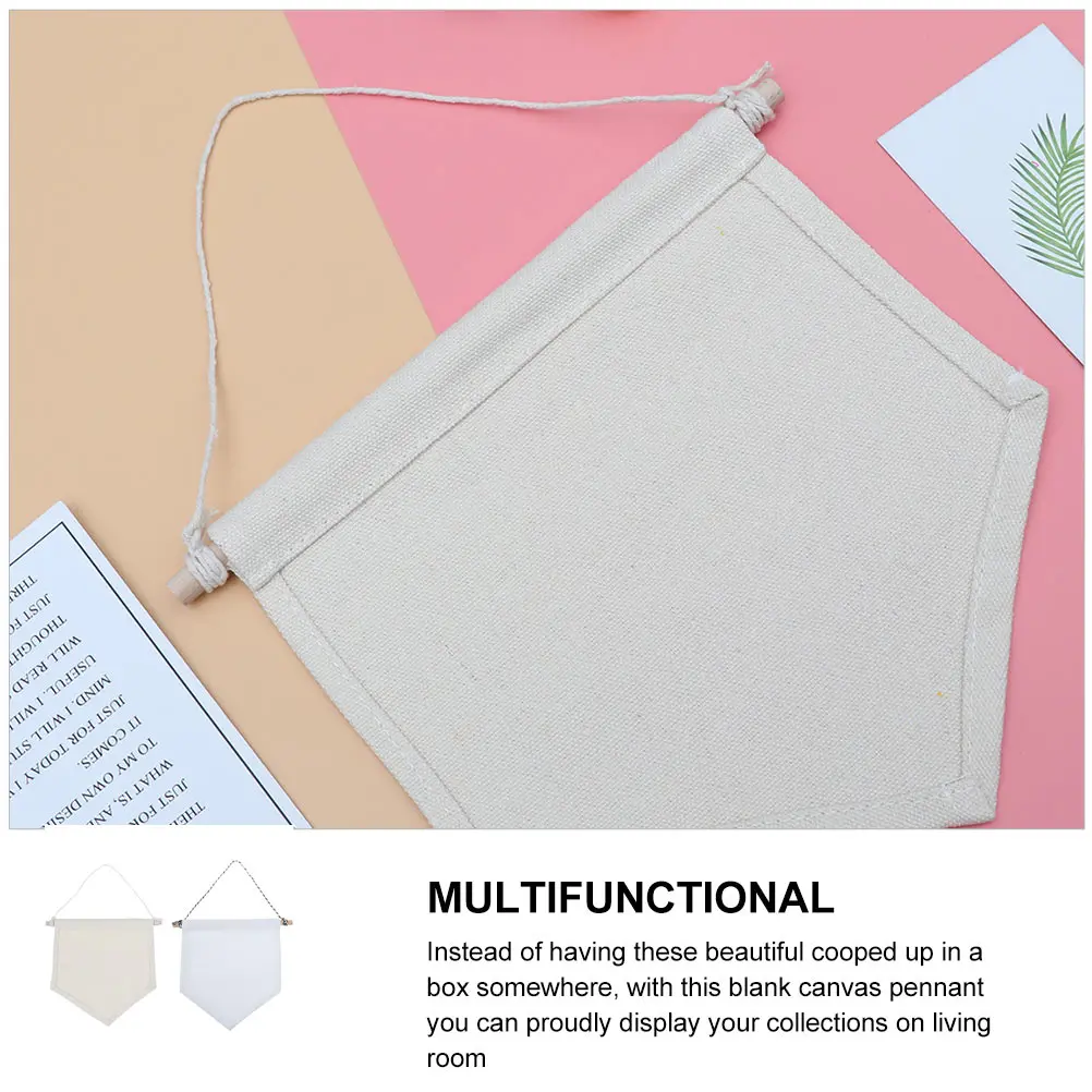 

2 Pcs Brooch Display Pendant Hanging Pin Flag DIY Blank Canvas Enamel Lapel Badge Rectangle Wall Banner Polyester Cotton Child