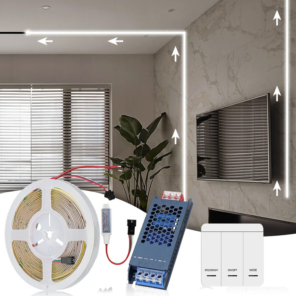 

1-20m WS2811 Flowing Water Led Strip Running COB Strip Light Flow Chasing Flexible Light Tape Livingroom Decor 3000K 4000K 6000K