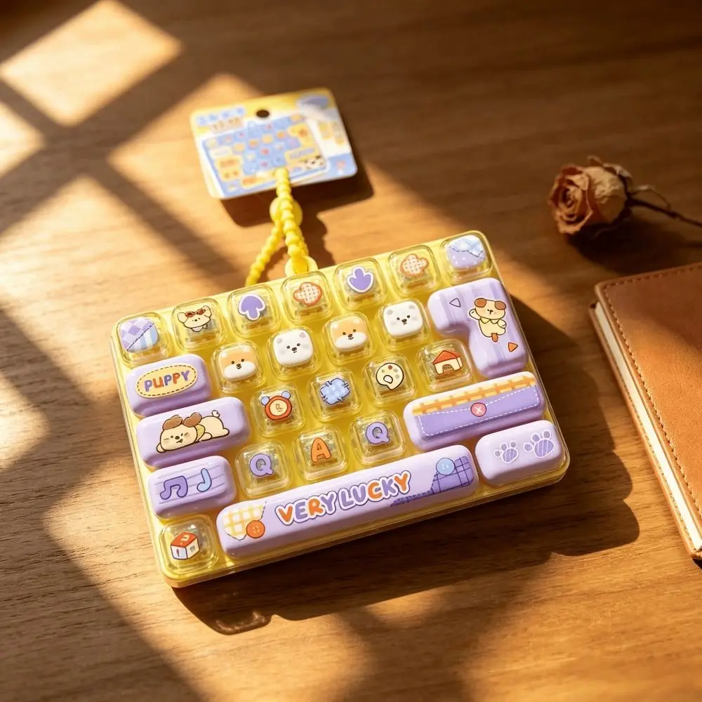 26-Key Decompression Button Cute Design Simulation Keyboard Mini Keyboard Pendant Transparent Dual-Tone With lights