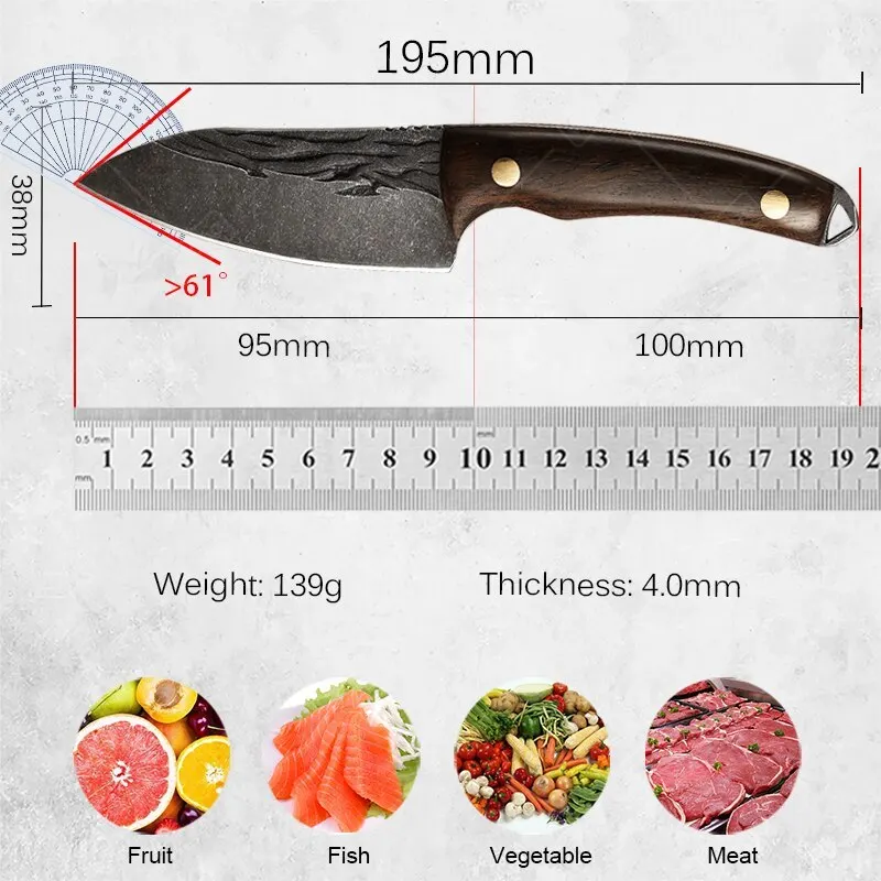 Professional Chef Knife Kitchen Chef Boning Knifes Handmade Forged Stainless Steel Meat Cleaver Butcher Knife Cooking Knives